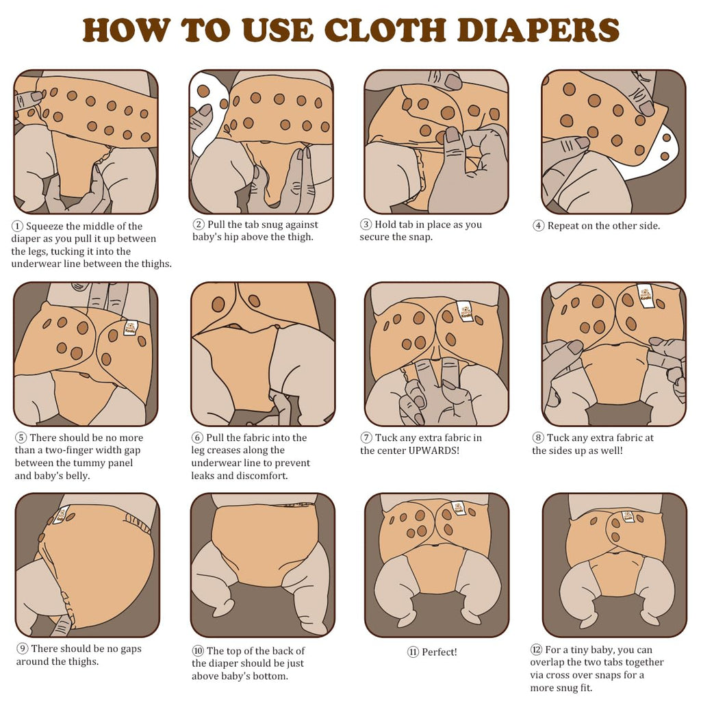 Mama Koala 3.0 Cloth Diapers for Babies with AWJ Lining, 6 Pack with 12 5-Layer Bboo(No Microfiber) Cloth Diaper Inserts - Reusable and Washable Pocket Diapers(12-My Warm Heart)