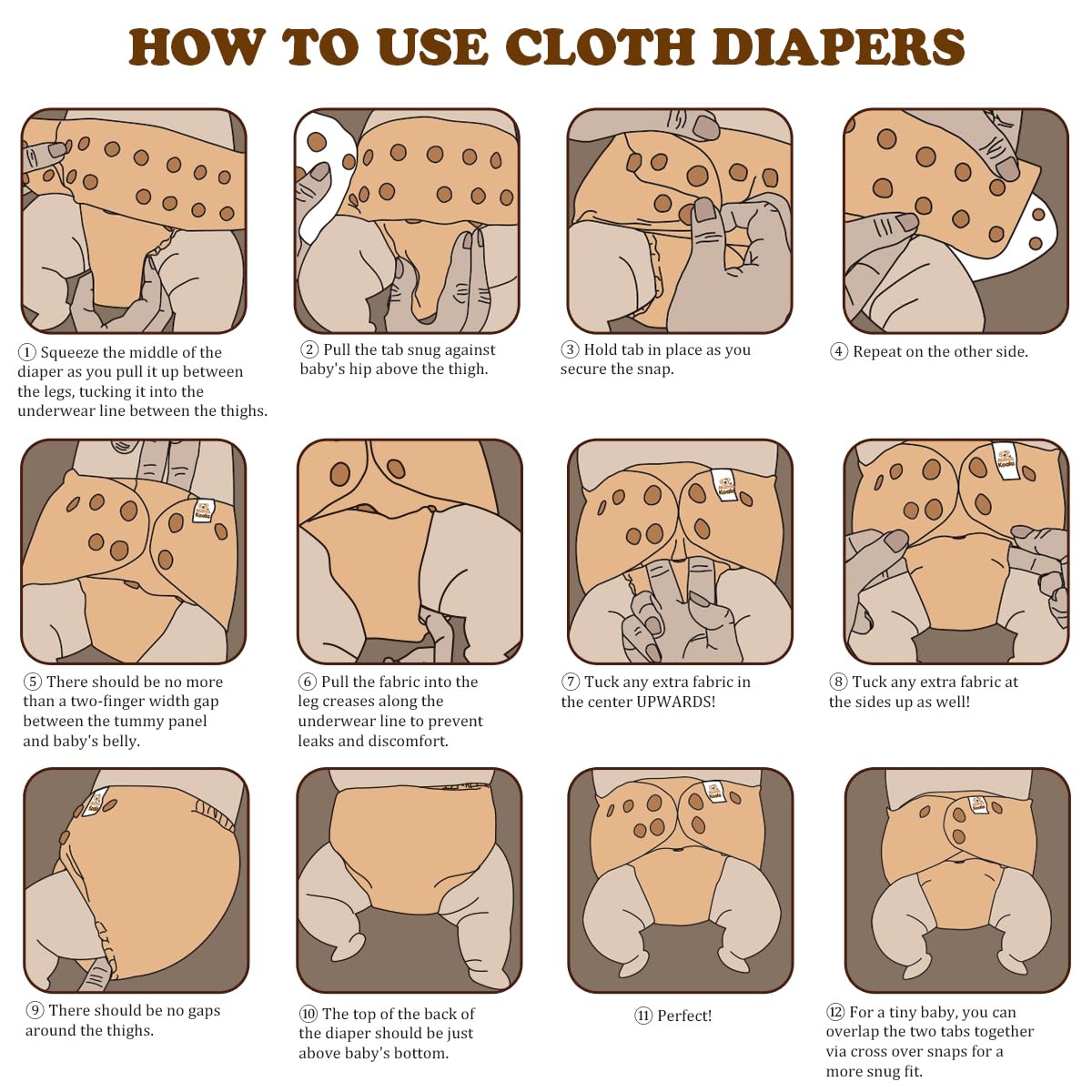 Mama Koala 3.0 Cloth Diapers for Babies with AWJ Lining, 6 Pack with 12 5-Layer Bboo(No Microfiber) Cloth Diaper Inserts - Reusable and Washable Pocket Diapers(12-My Warm Heart)