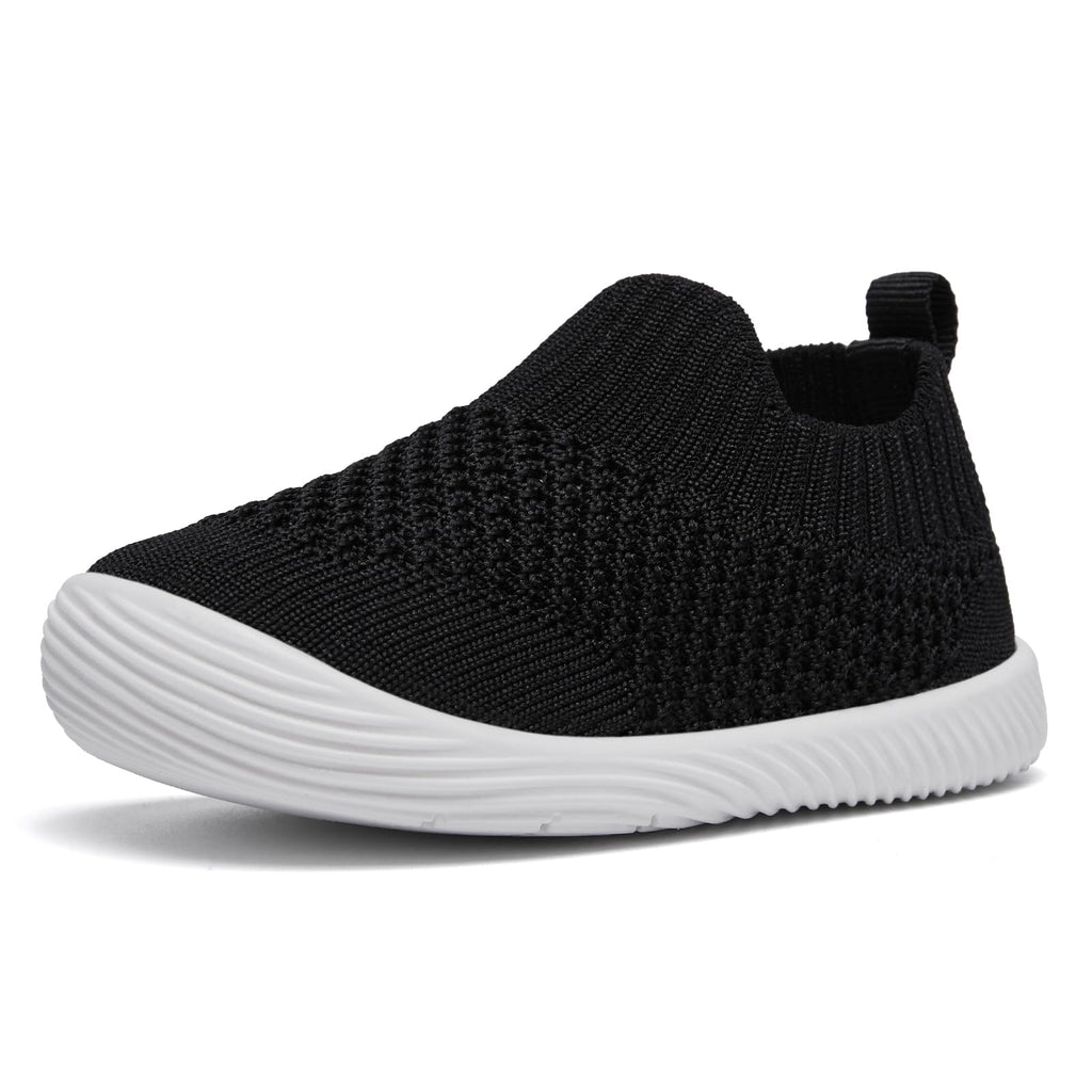 MORENDL Toddler Shoes Baby Walking Sock Shoes Non-Slip Breathable Boys & Girls Sneakers Infant Tennis Shoe Black Size 12