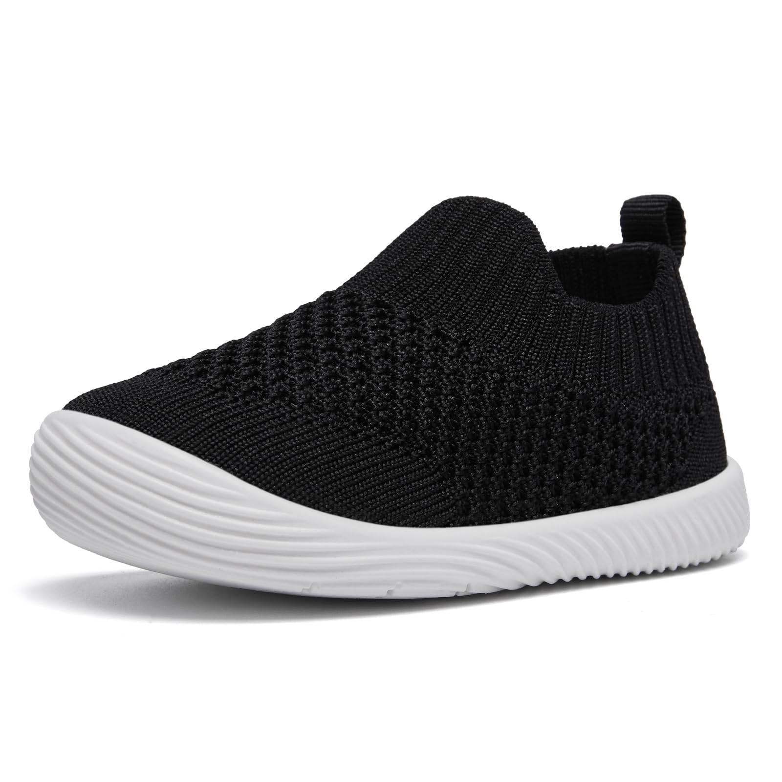 MORENDL Toddler Shoes Baby Walking Sock Shoes Non-Slip Breathable Boys & Girls Sneakers Infant Tennis Shoe Black 12-15Months