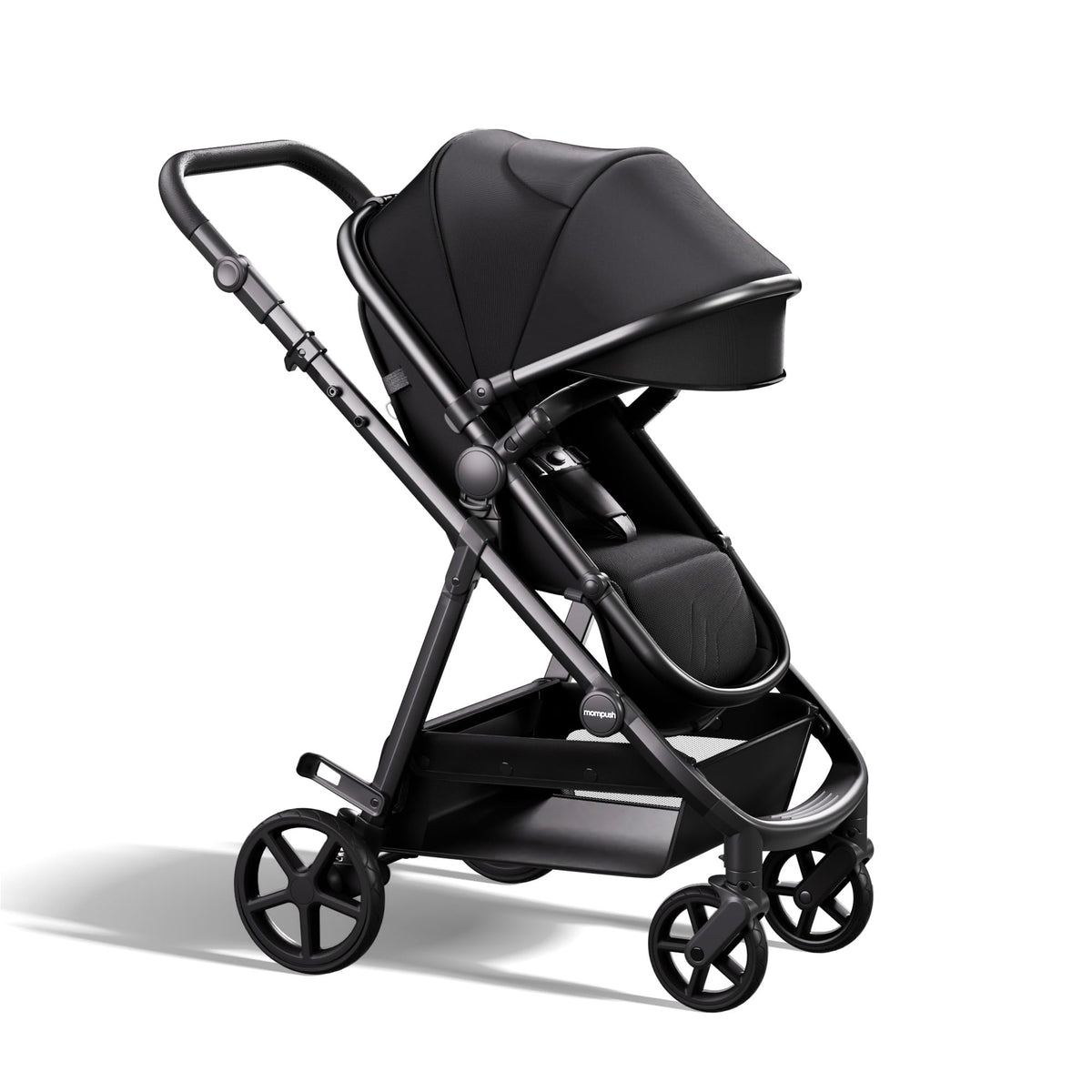 Mompush Wiz 2-in-1 Bassinet Stroller Reversible Seat, One-Hand Fold, Black