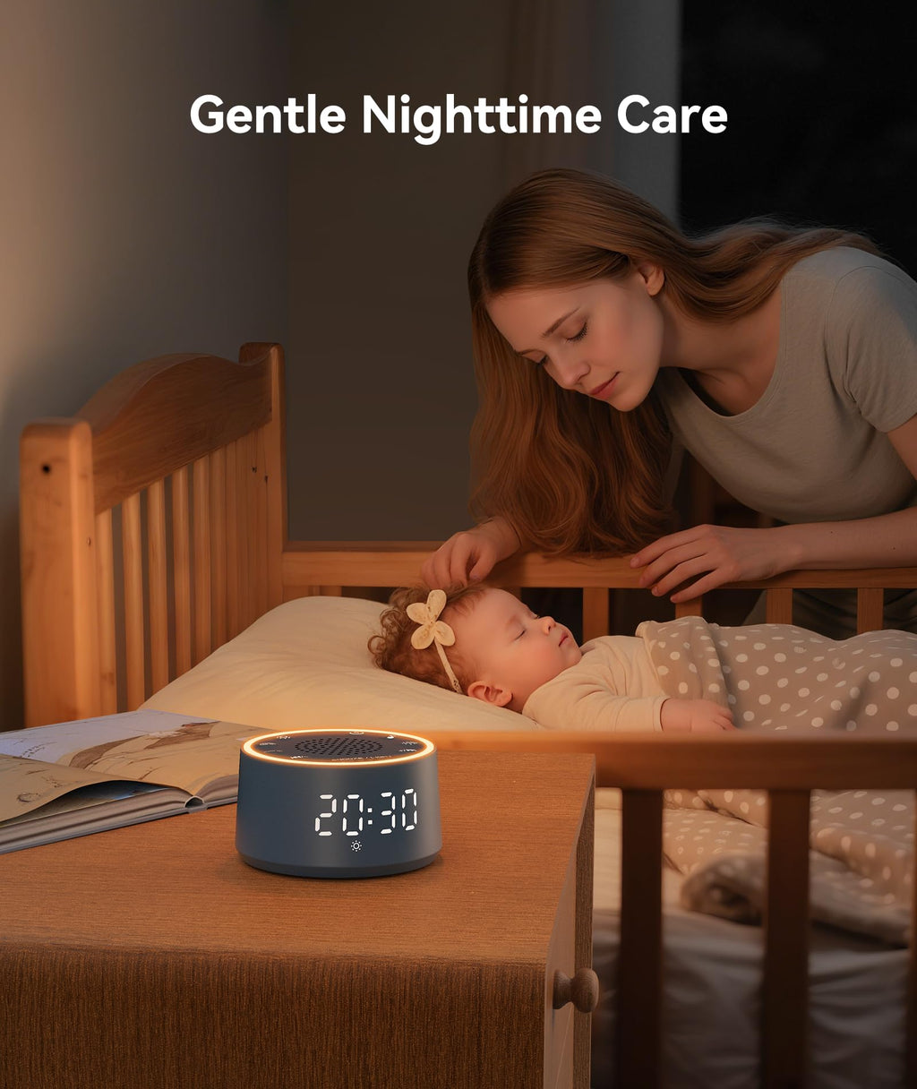 Dreamegg Sound Machine & Alarm Clock - White Noise Machine with 7 Wake-Up Sounds, 0-100% Dimmable, Night Light, Sound Machine for Sleeping, Office, Home, Travel Essentials Gift, Navy