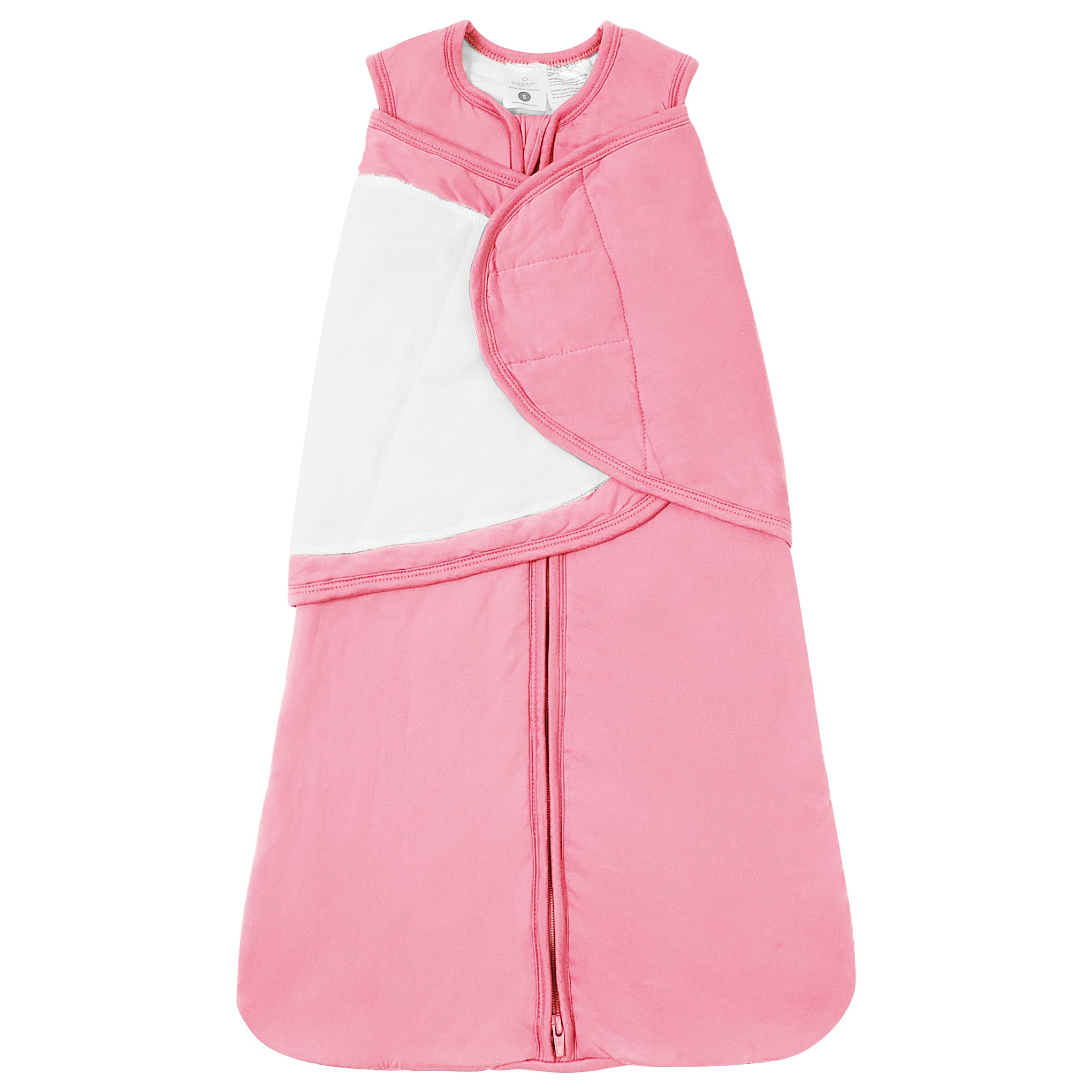 TOTBASIC Baby Swaddle Blanket 6-12 Months, 1.0 TOG 3-Way Adjustable Baby Sleep Sack, Sweet Pink