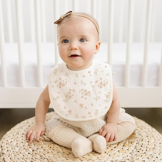 Konssy 6-Pack Muslin Baby Bibs for Boys & Girls, Soft Cotton Absorbent Bandana Drool Bibs for Drooling & Teething