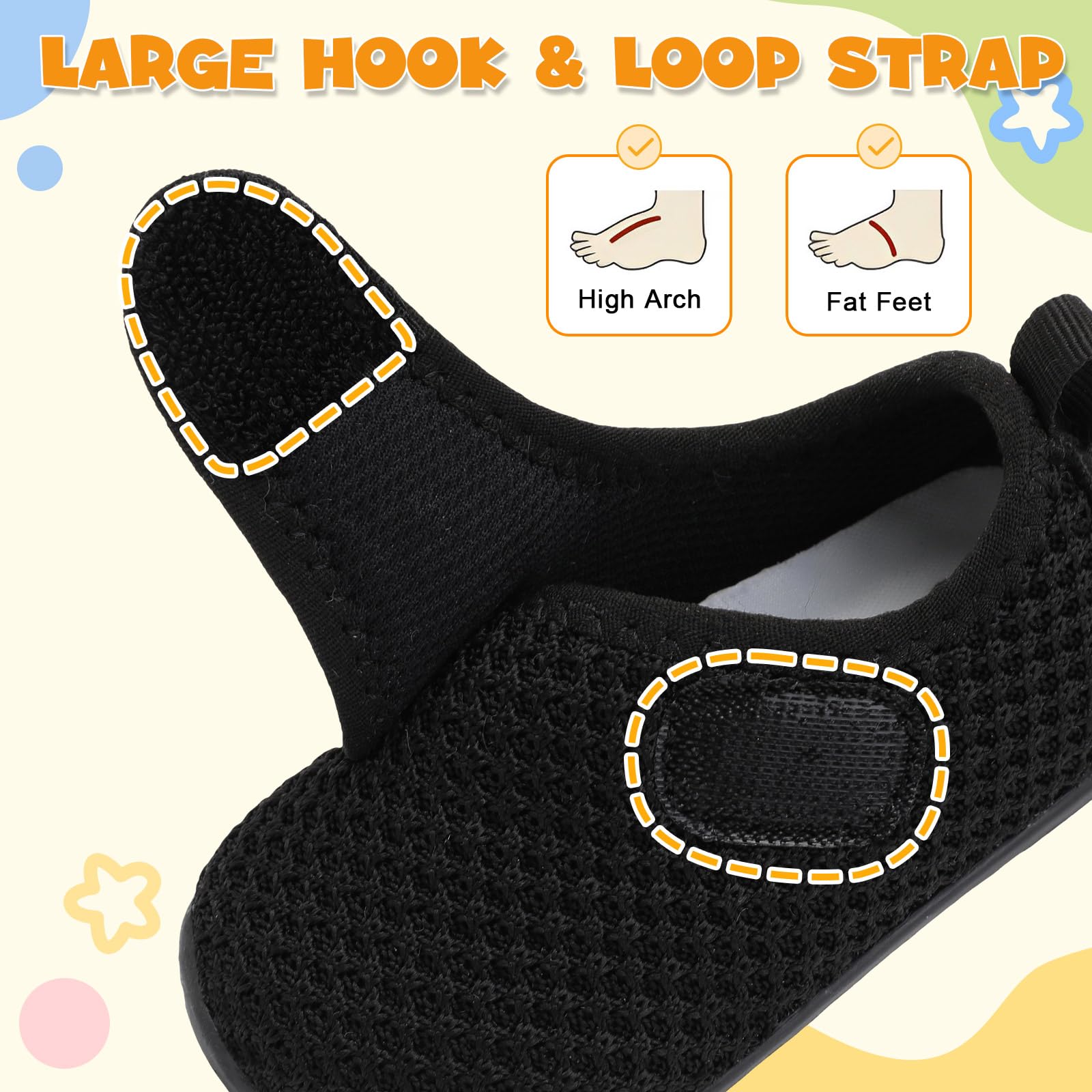 LeIsfIt Baby Shoes Boys Girls First Walking Shoes Non-Slip Infant Sneakers Lightweight Slip-on Crib Sneakers for First Walkers Black 2-2.5 Years
