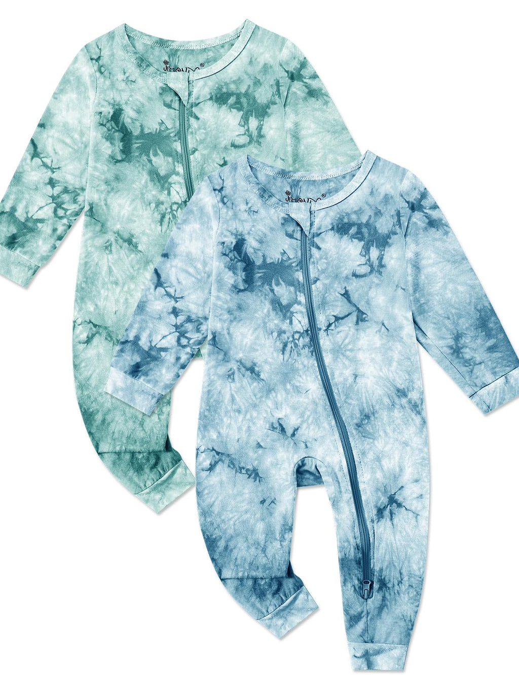 Jimonda Baby Girl Boys Bamboo Rayon Pajamas,Footless Pjs(Blue&Green,9-12M)