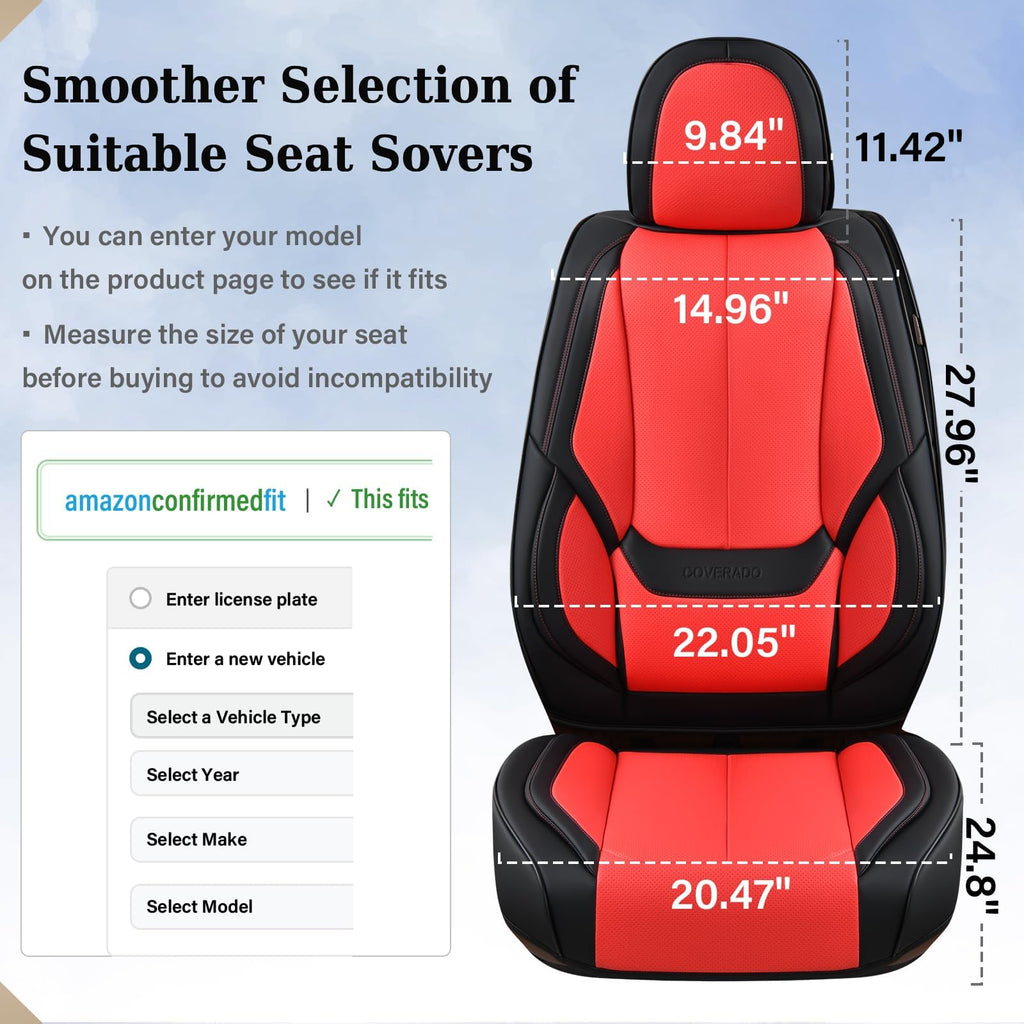 Coverado Car Seat Covers, Seat Covers for Cars, Waterproof Leather Auto Seat Protectors, Leather Car Seat Cushion, Car Interiors Accessories Universal Fit for Most Cars