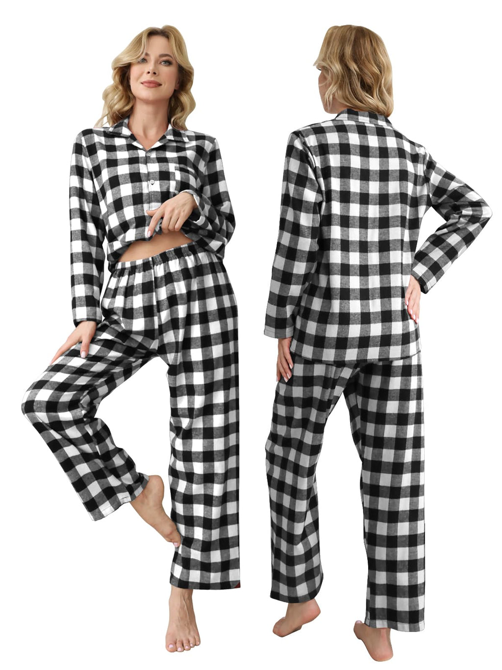 Schbbbta Family Plaid Pajamas Set, Baby Toddler Little Boy's Girl's 2-Piece Button Down Sleepwear Pjs, Black White, 18-24 Months = Tag 90