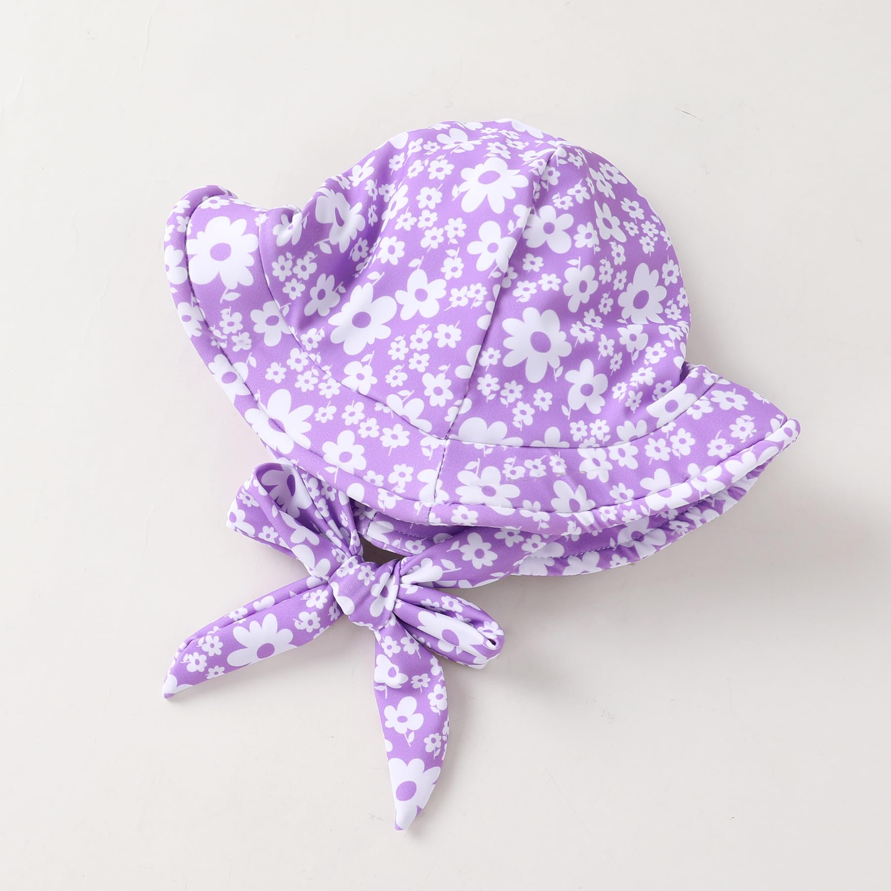 Infant Baby Girl Swimsuit One-Piece Long Sleeve Rash Guard with Hat Set Floral Zipper Bathing Suit Leopard Beach Wear(Purple#Flower,18-24 Months)