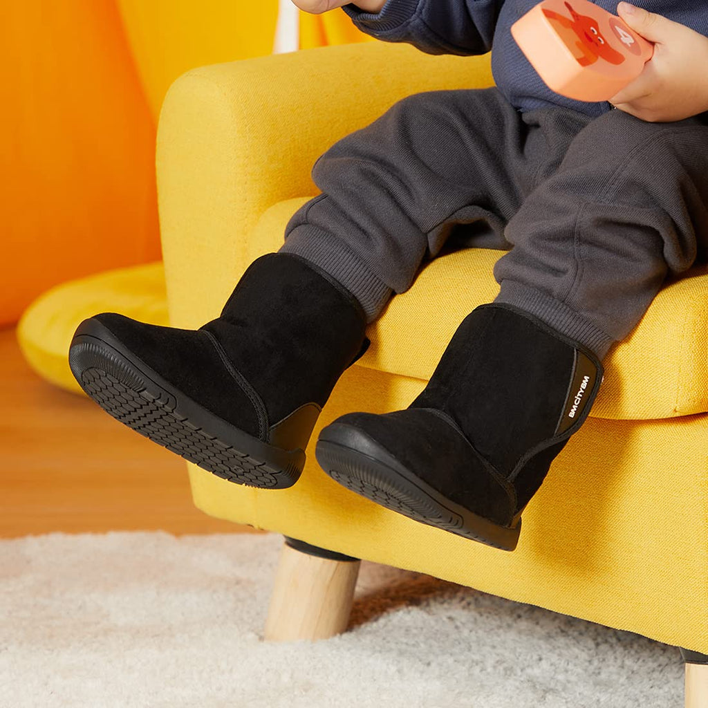 BMCiTYBM Baby Snow Boots Boys Girls Winter Fur Lined Shoes 6 9 12 18 24 Months Black Size 18-24 Months Toddler
