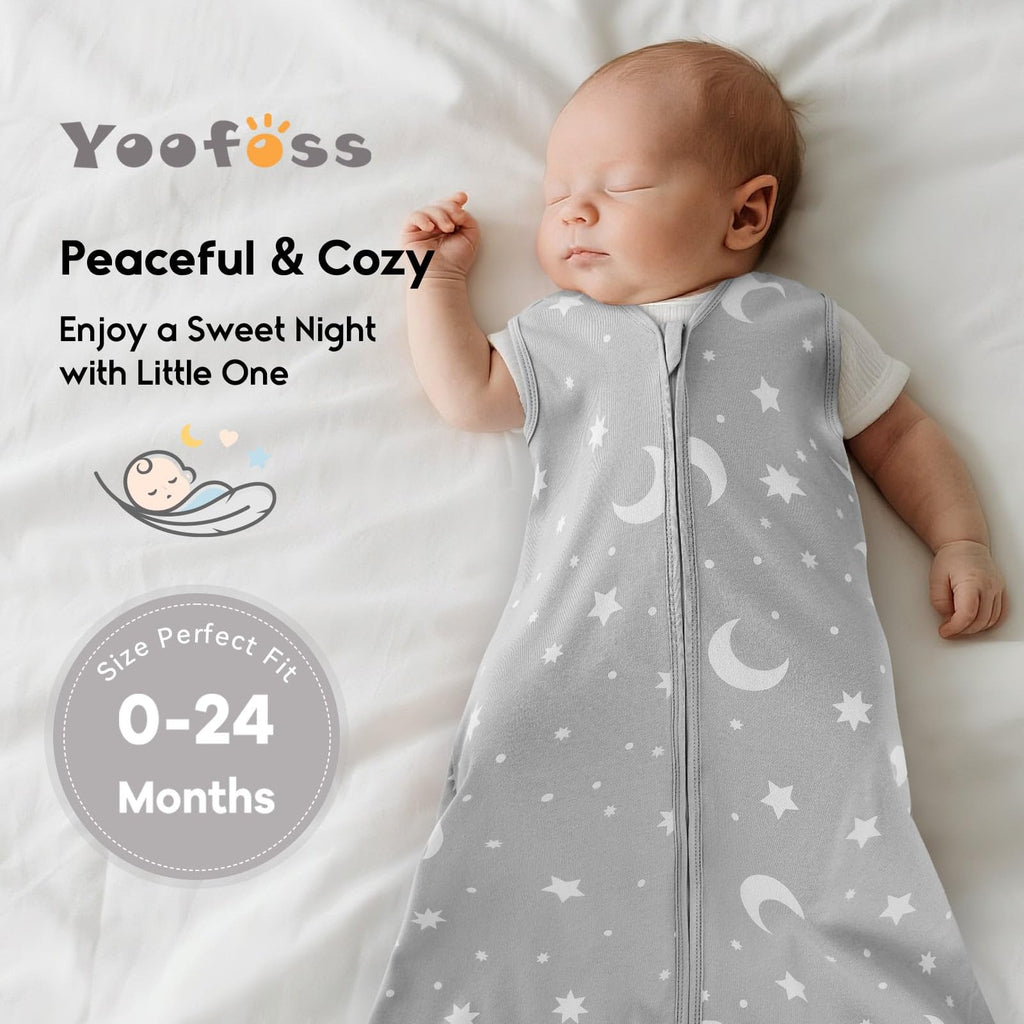 Yoofoss Baby Sleep Sack 0-6 Months 0.5 Tog Wearable Blanket for Baby, 3 Pack 100% Organic Cotton Infant Toddler Sleeping Sack 2-Way Zipper Lightweight Sleep Sack