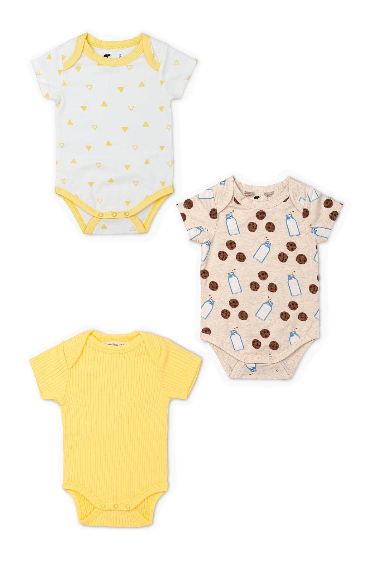 MONICA + ANDY Short Sleeve Jack & Jill Bodysuit 3-Pack, Size 9-12M, Rainbow & Hearts Print, 100% Organic Baby Clothes for Girls & Boys, Super Soft Sustainable Cotton, Newborn, Infant & Toddler Sizes