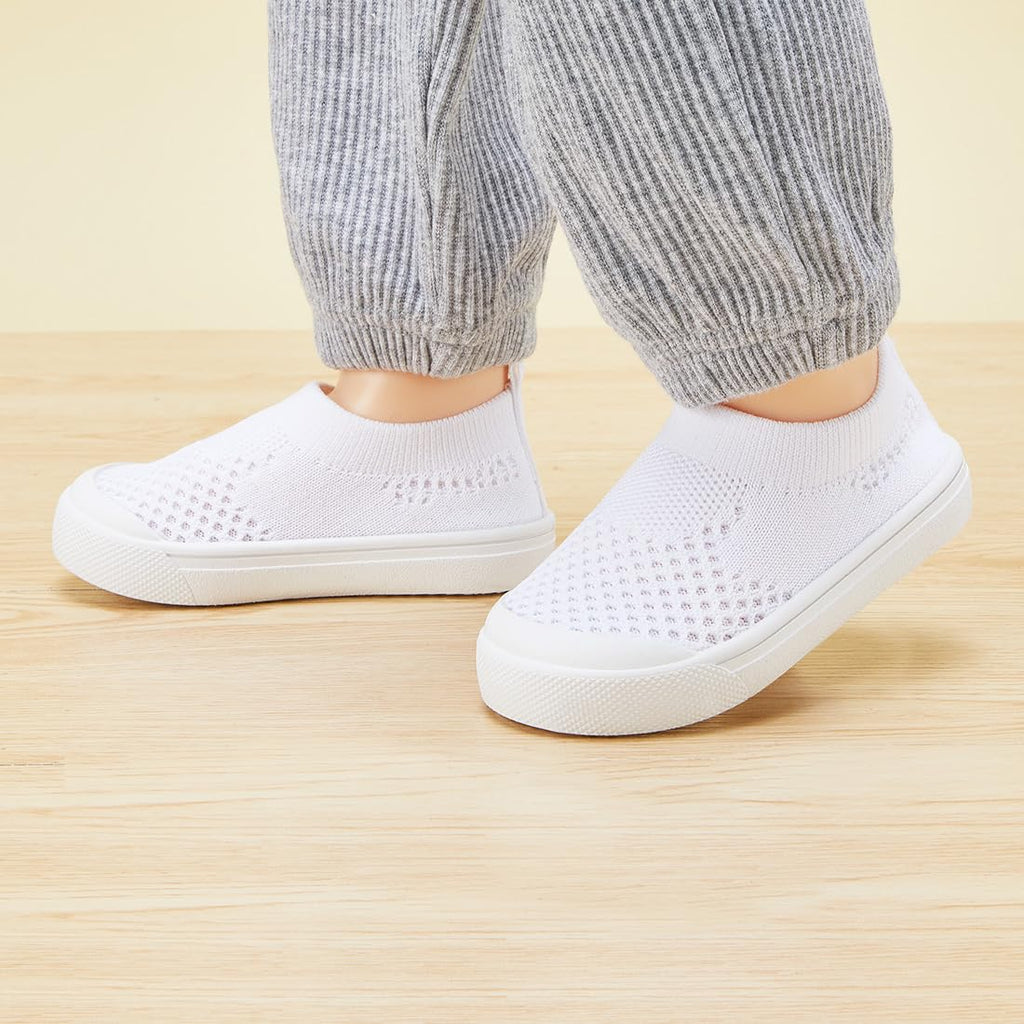 BMCiTYBM Toddler Walking Shoes Baby Boy Girl Barefoot Sneakers White Size 8