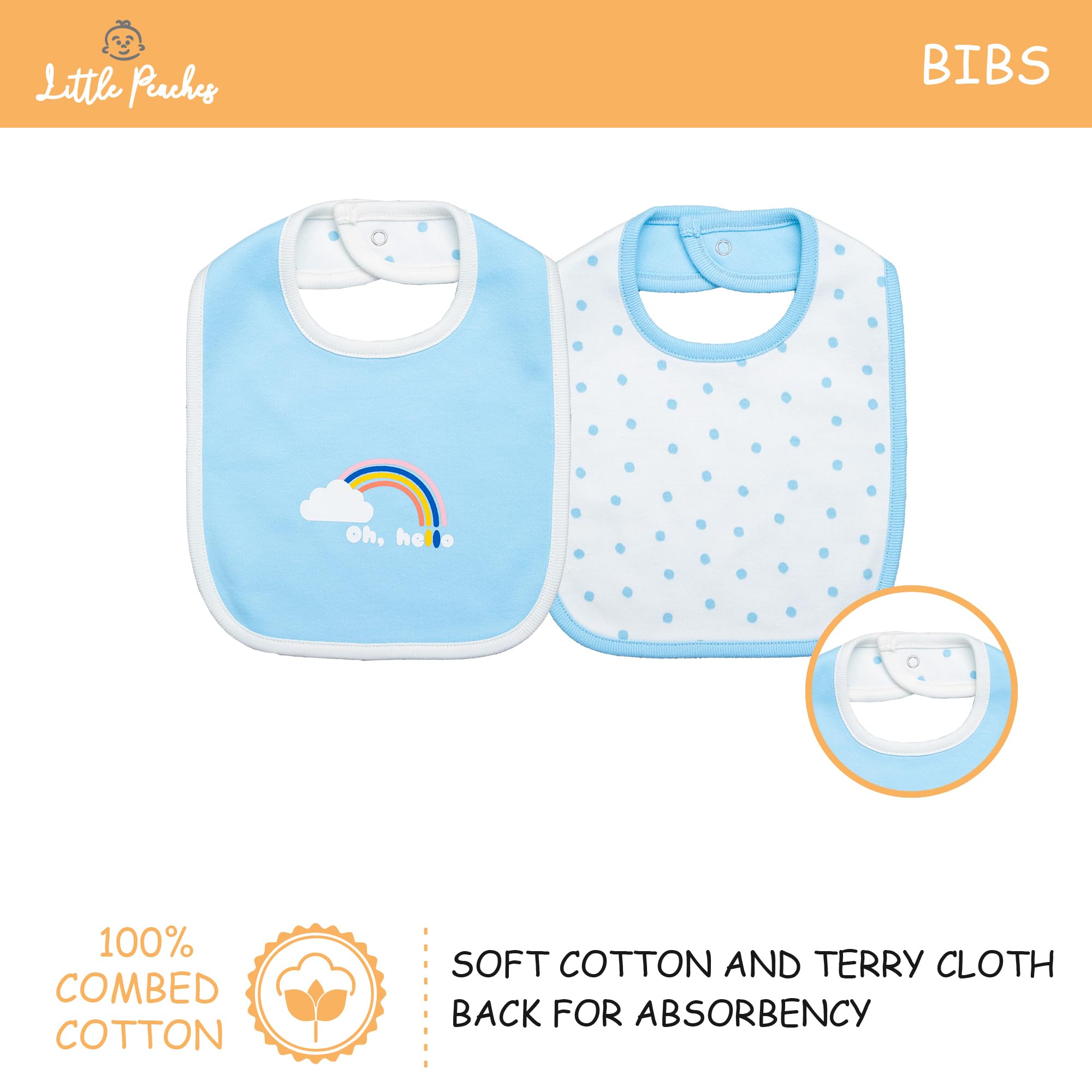 Little Peaches Baby Girl Clothes - 10 Piece Baby Girl Newborn Essentials, 100% Cotton Baby Layette Set, Newborn Girl Clothes- Baby Girl Clothes 0-3 Months - Rain & Shine