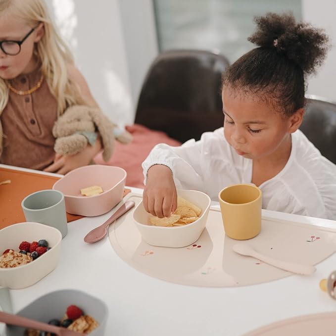 mushie Square Dinnerware Bowls for Kids | Made in Denmark, Set of 2 (Ivory)