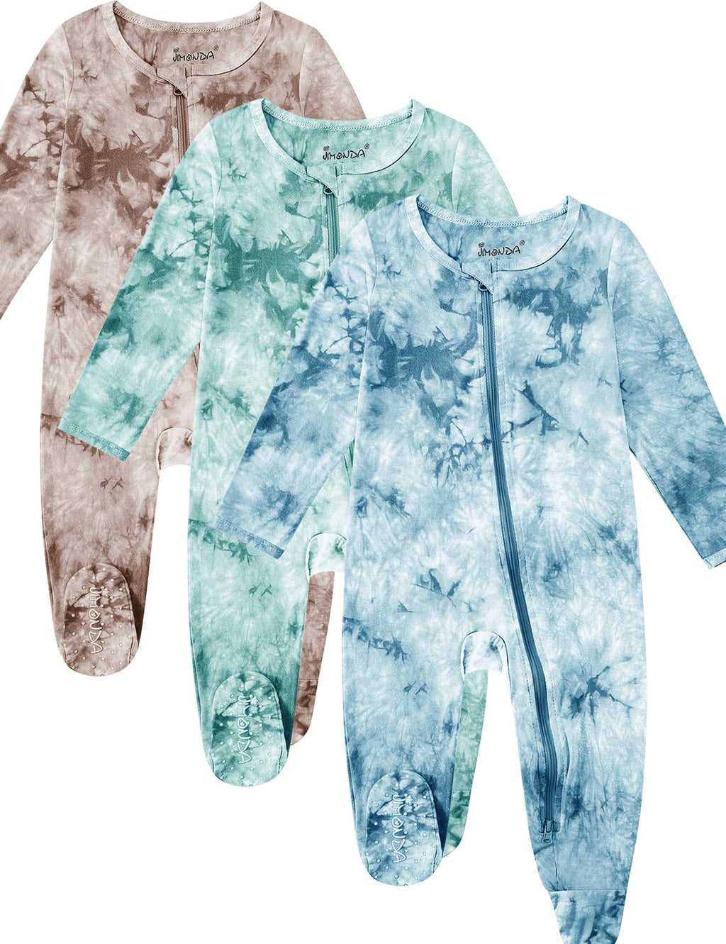 Jimonda Baby Girls Boys Bamboo Rayon Pajamas,Footed Pjs(Blue&Green&Co,18-24M)