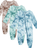 Jimonda Baby Girls Boys Bamboo Rayon Pajamas,Footed Pjs(Blue&Green&Co,3-6M)