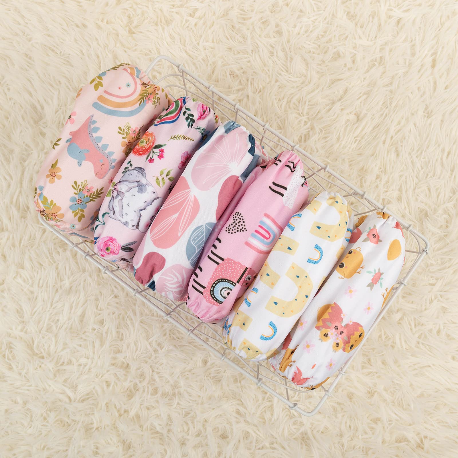 babygoal Reusable Cloth Diapers 6 Pack with 10pcs Inserts, One Size Adjustable Washable Pocket Nappy Covers for Baby Girls and Boys 6FG25