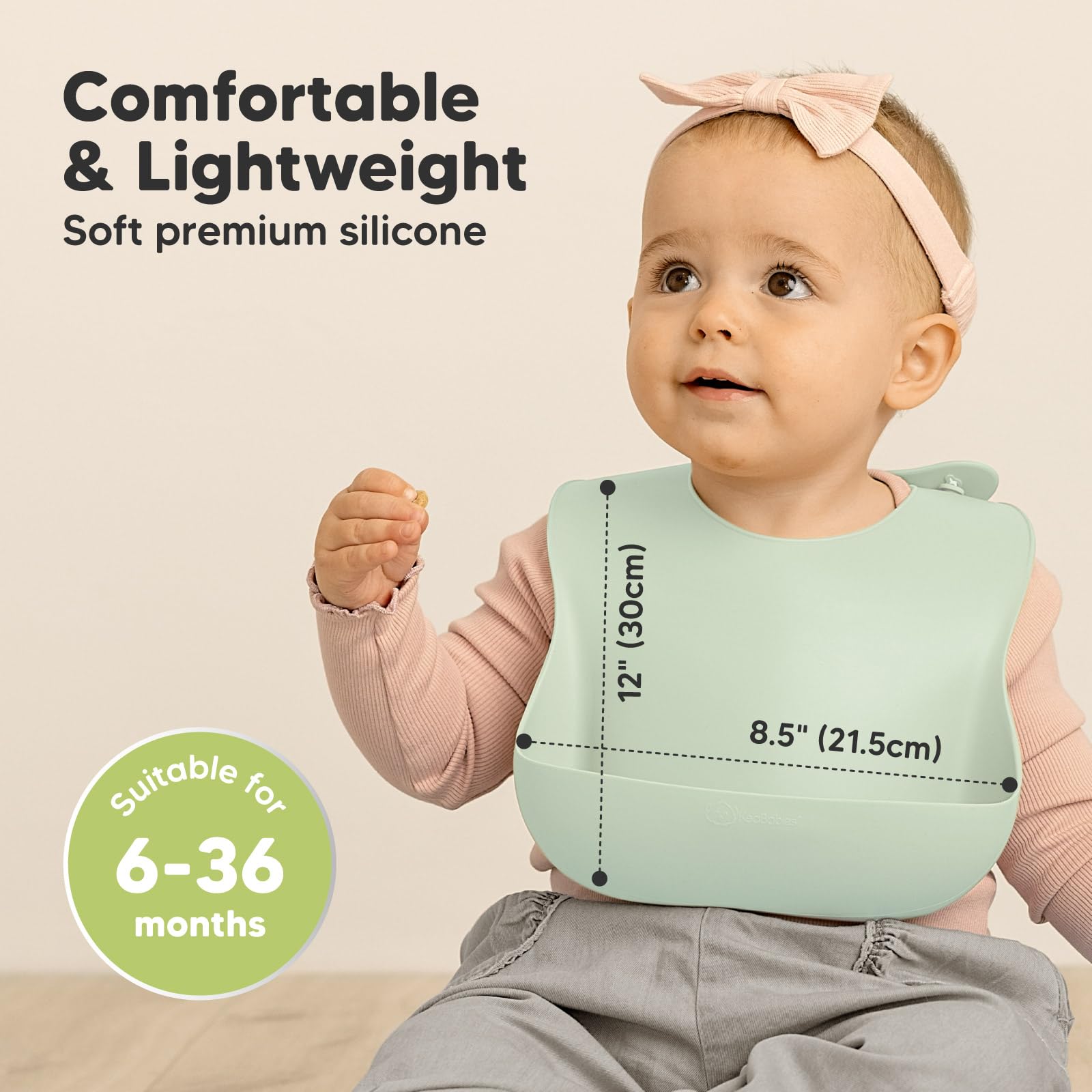 KeaBabies 2-Pack Silicone Bibs for Babies, Toddlers Girl, Boy (Pastel Sky)