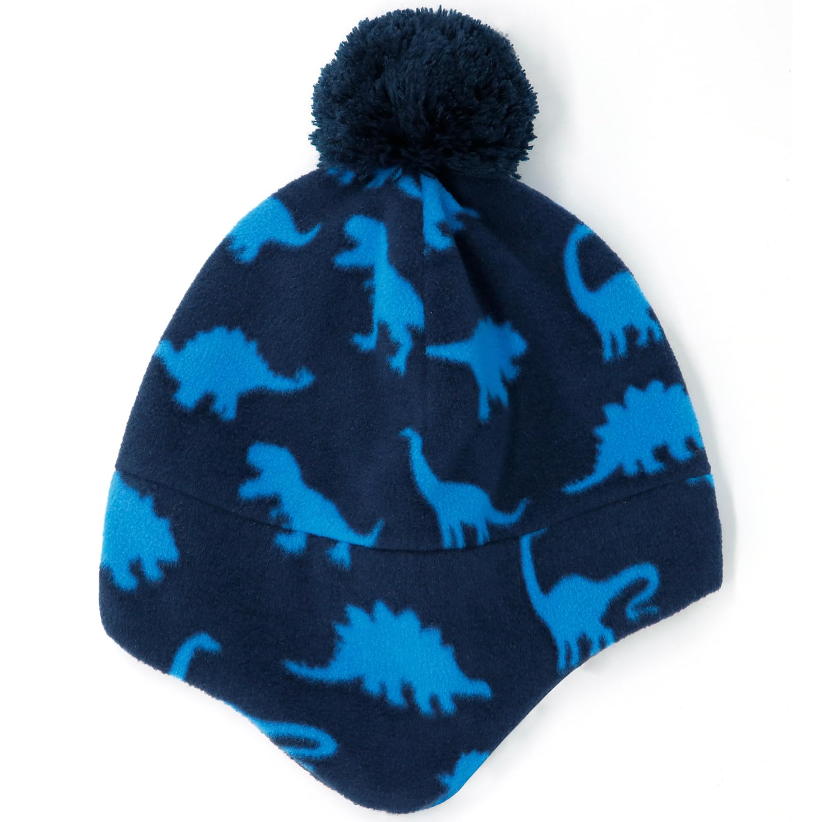 Duoyeree Kids Beanie Dinosaur Pom Pom Knit Winter Hat Fleece Lined for 1-7T