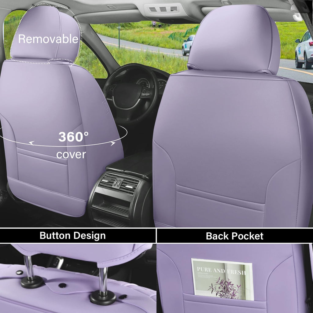 Coverado Seat Covers, Car Seat Covers Front Seats, Car Seat Cover, Car Seat Protector Waterproof, Car Seat Cushion Nappa Leather, Purple Seat Covers Carseat Cover Universal Fit for Most Cars