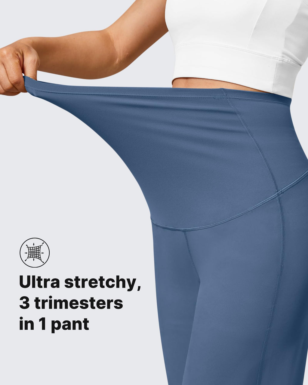G4Free Maternity Pants Work Athletic Wide Leg,Blue Gray,XXL,Petite
