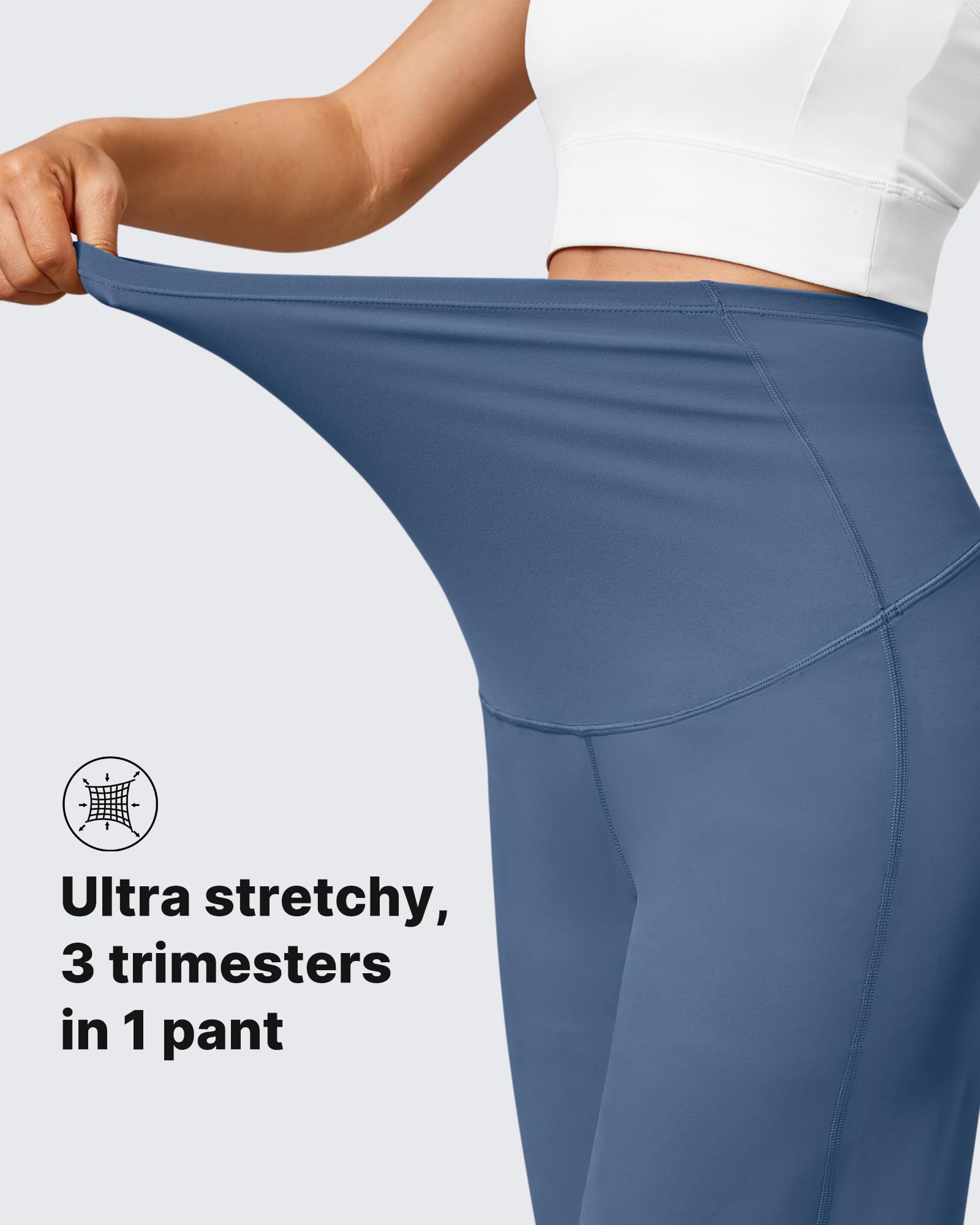 G4Free Maternity Pants Work Athletic Wide Leg,Blue Gray,XXL,Tall