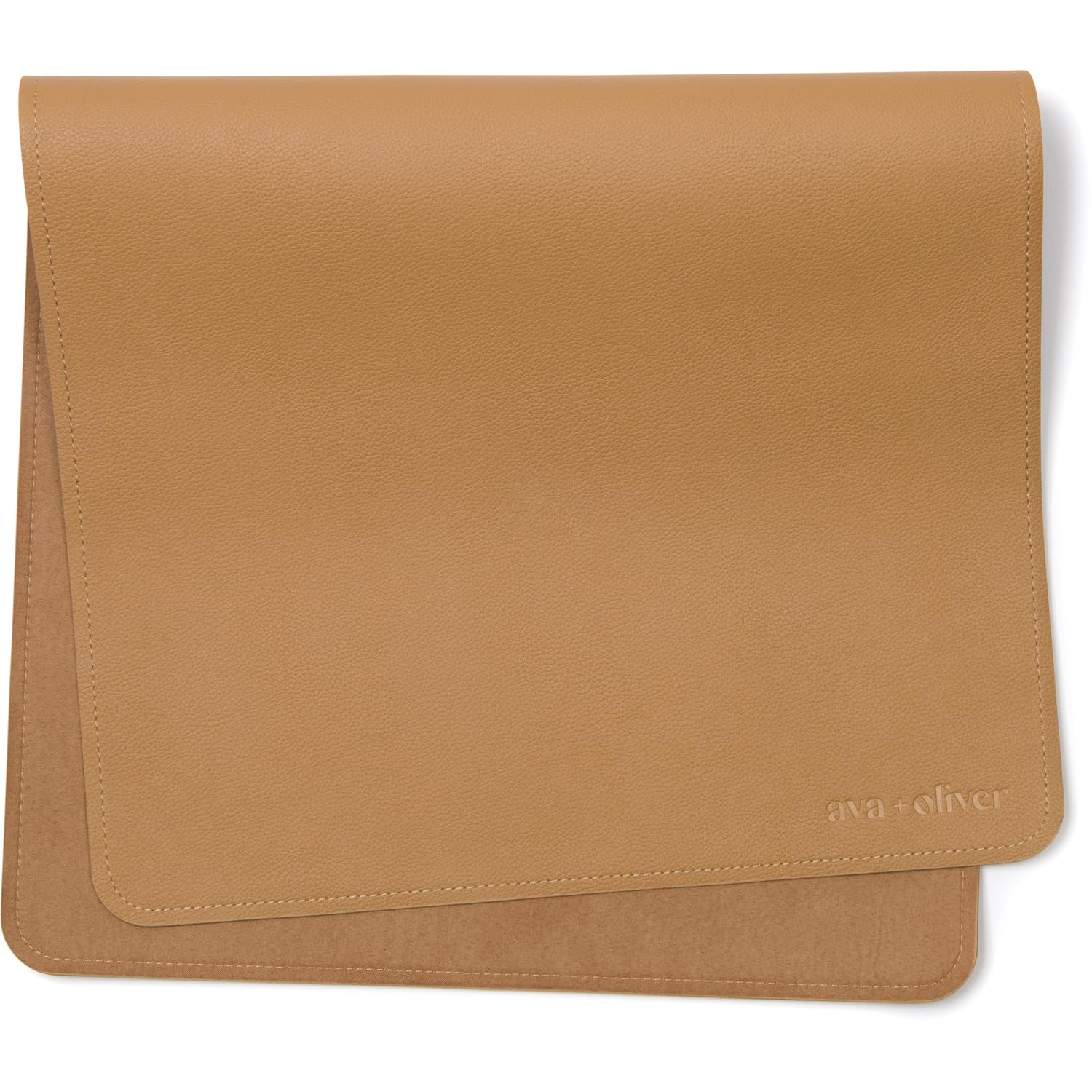Vegan Leather Baby Changing Mat 16x30in, Wipeable, Foldable, Tan