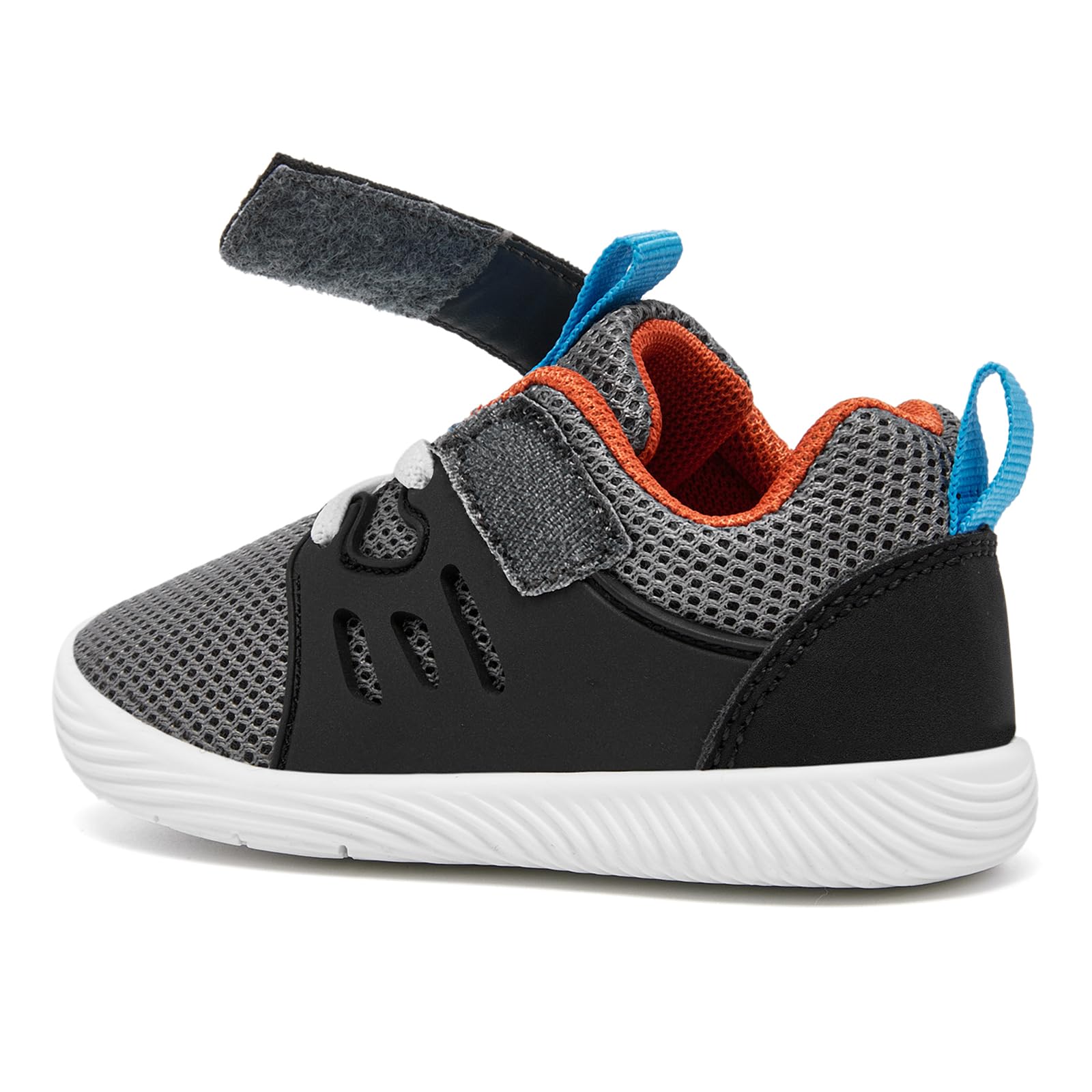 MORENDL Toddler Sneakers Baby Boys & Girls Barefoot Shoes Lightweight Breathable Walking Running Tennis Athletic Sport Shoes Dark Grey 18-24 Months