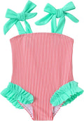 Happy Town Toddler Swimsuit Girl Solid Color Stripe One-Piece Baby Bathing Suits