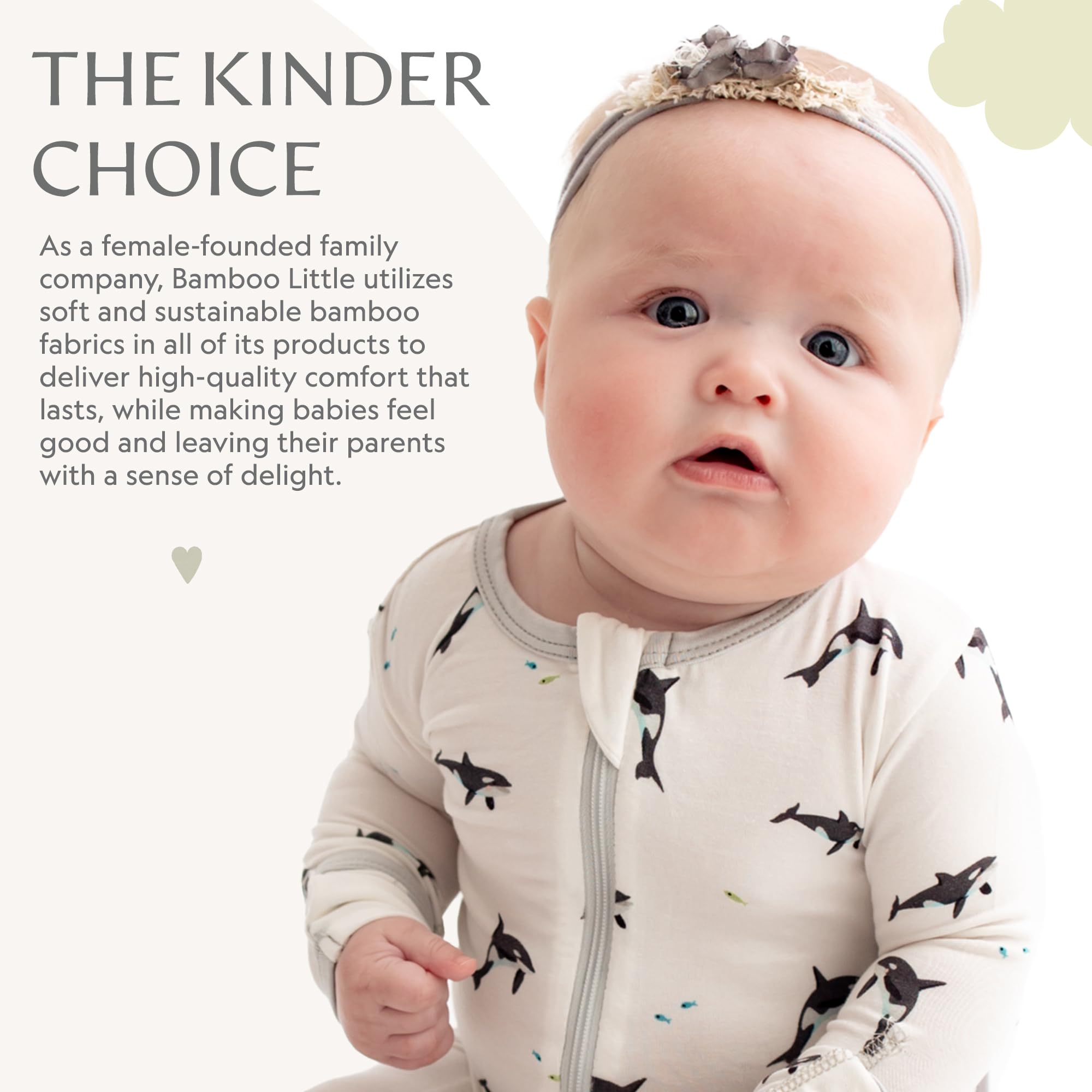 Bamboo Little Soft Baby Footie Pajamas, Baby Clothes, Newborn Sleepers, 95% Viscose and 5% Spandex, Orca, 9-12 Months