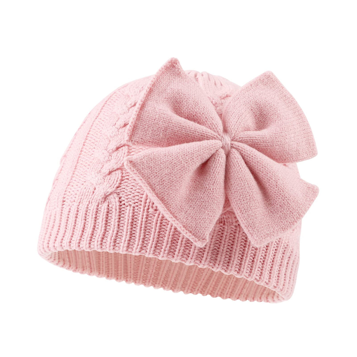 JANGANNSA Winter Warm Knitted Baby Hat for Girls Cotton Lined Infant Toddler Hat Autumn Cute Bow Classic Girls Beanie 0-6Y (Black+Gray+Caramel,S)