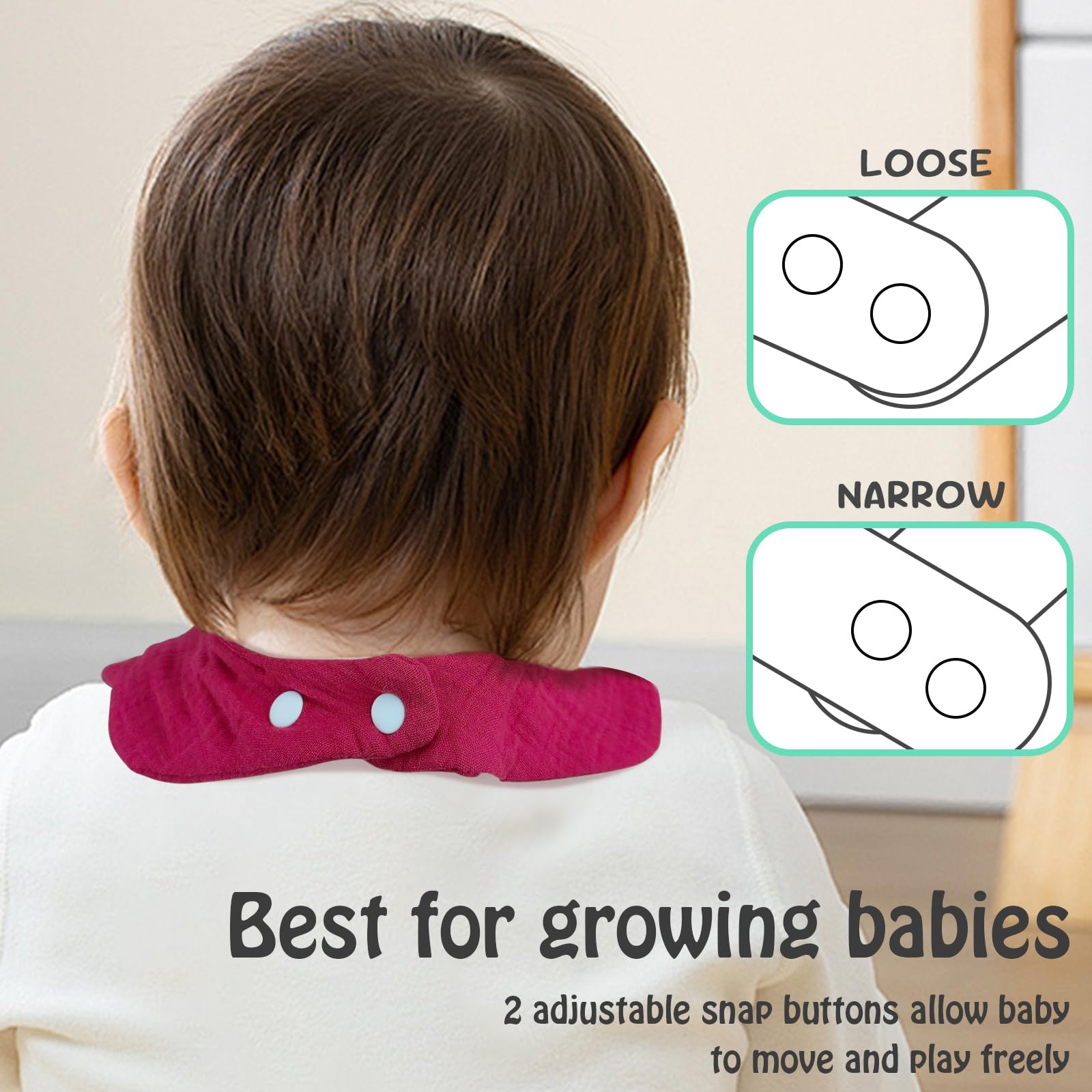 DOSMINE Organic Cotton Muslin Baby Bibs 10 Pack Absorbent Adjustable