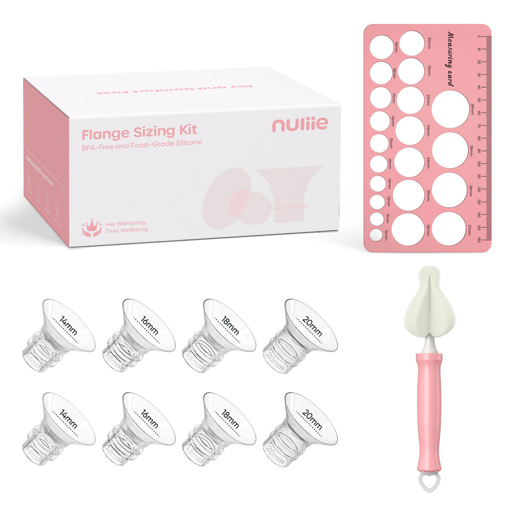 Nuliie 8PCS Silicone Flanges Insert Replacement Kit, Flange Sizing Kit 14/16/18/20mm for 24mm Flange/Shield Breast Pumps, Pumping Essential Kit for Moms