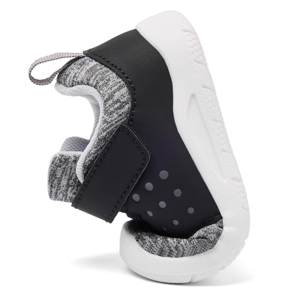 MORENDL Toddler Baby Shoes 0-4 Years Boy Girl Lightweight Breathable Non-Slip Sports Sneakers Running Walking Tennis Barefoot Shoes Grey Black Size 8