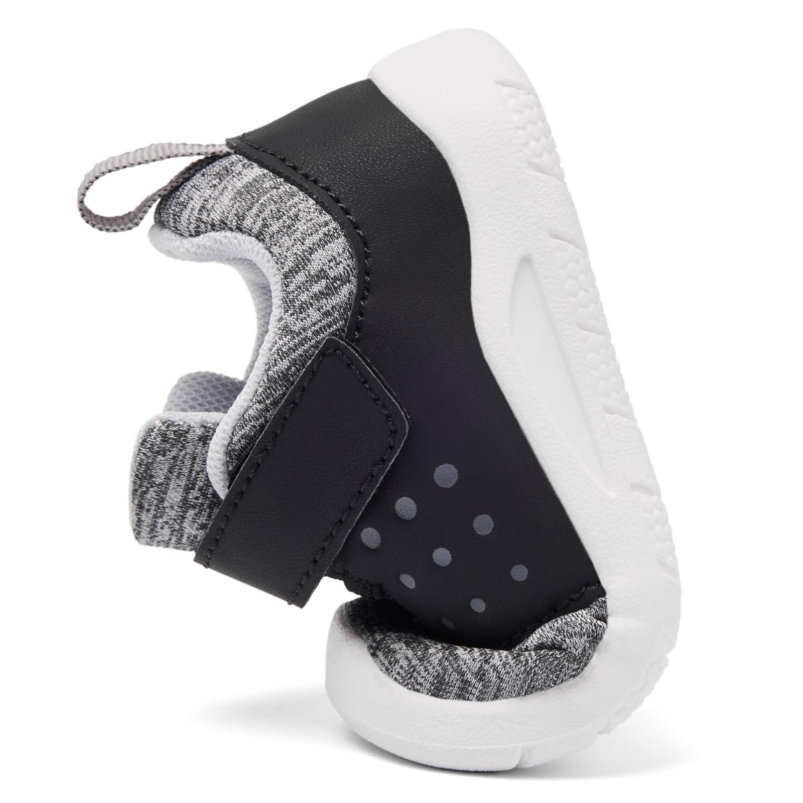 MORENDL Toddler Baby Shoes 0-4 Years Boy Girl Lightweight Breathable Non-Slip Sports Sneakers Running Walking Tennis Barefoot Shoes Grey Black Size 8