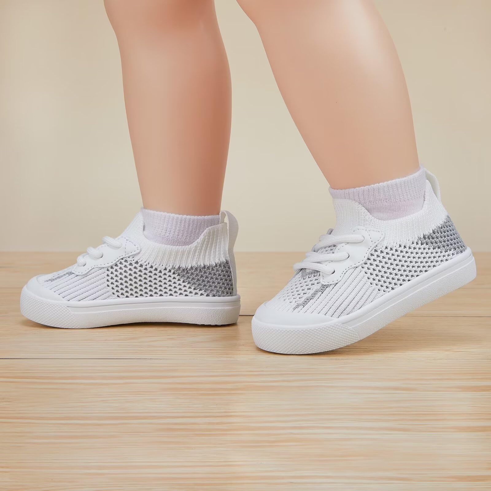 BMCiTYBM Toddler Walking Shoes Baby Boy Girl Barefoot Sneakers Grey Size 8