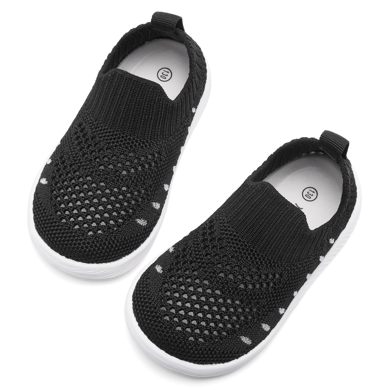 MORENDL Toddler Shoes Baby Walking Sock Shoes Non-Slip Breathable Boys & Girls Sneakers Infant Tennis Shoe Mesh Black 9-12 Months