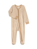 Colored Organics Baby Zip-Up Footed Sleeper with 2-Way Zipper - Newborn Organic Cotton Pajamas - Clay Stripe NB