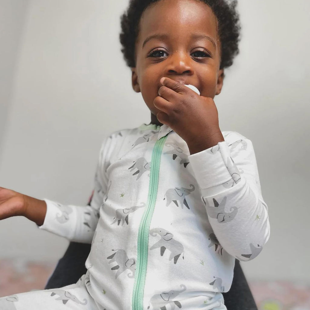 Bamboo Little Soft Baby Footie Pajamas, Baby Clothes, Newborn Sleepers, 95% Viscose and 5% Spandex, Elephant, 3-6 Months