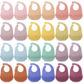 Mepase 24 Pcs Silicone Bibs Waterproof Silicone Baby Bibs Soft Adjustable Baby Feeding Unisex Kid Eating Supplies (Classic Color)