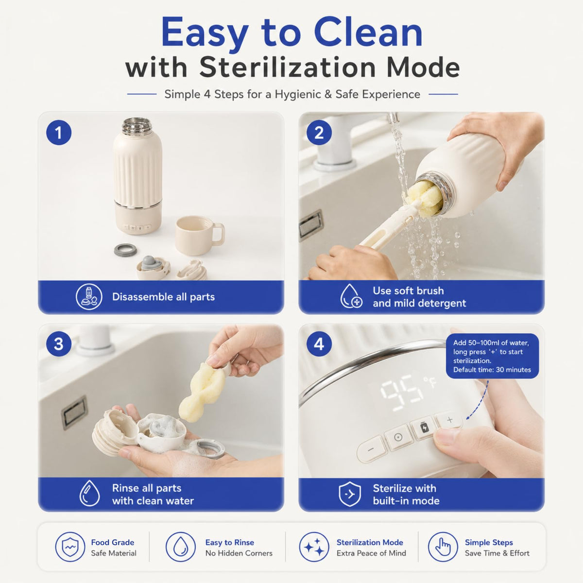 Snow Bear Portable Bottle Warmer for Travel, with 36W Fast Charger, Fast Heating for Breast Milk and Water, 10200mAh Battery with LED Display, 17oz Large Capacity, Smart Water Bottle 500mL