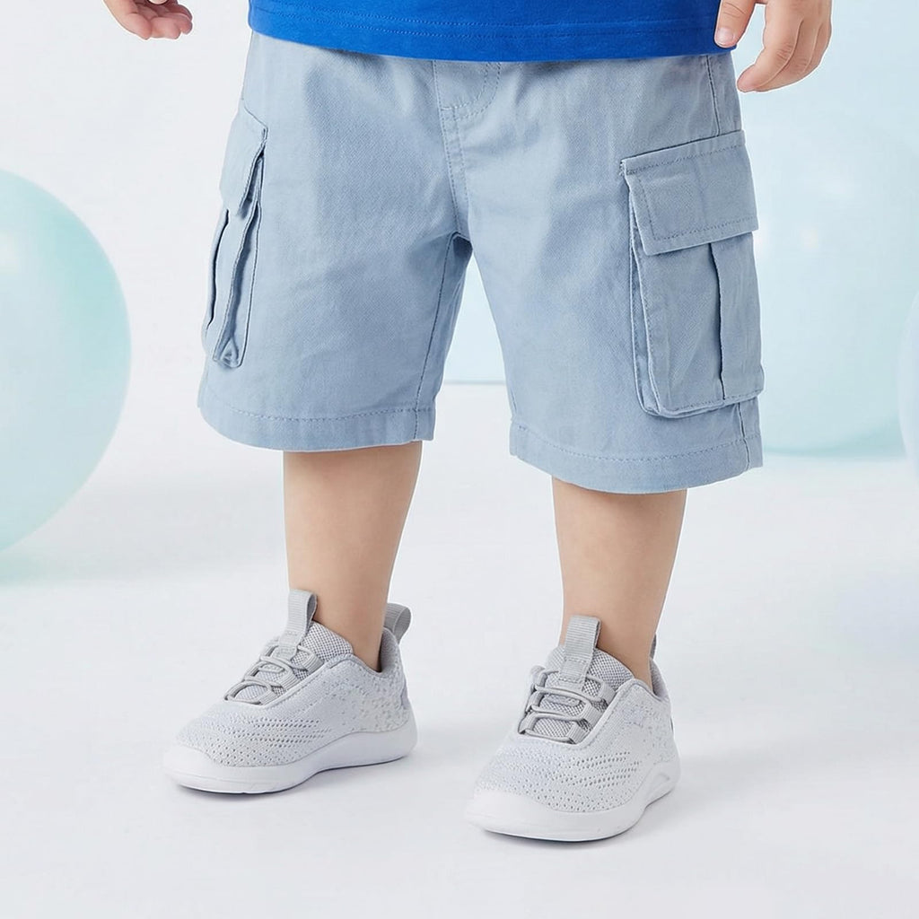 MORENDL Toddler Sneakers - Boys & Girls Breathable Running Shoes, Non-Slip, Slip On Walking Shoes - White, Grey - Size 6 (15-18 Months)