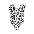 Happy Town One-Piece Infant Toddler Baby Girl Summer Swimsuit Watermelon Leopard Ruffle Swimwear Bikini Bathing Suit (Leopard, 6-12 Months)