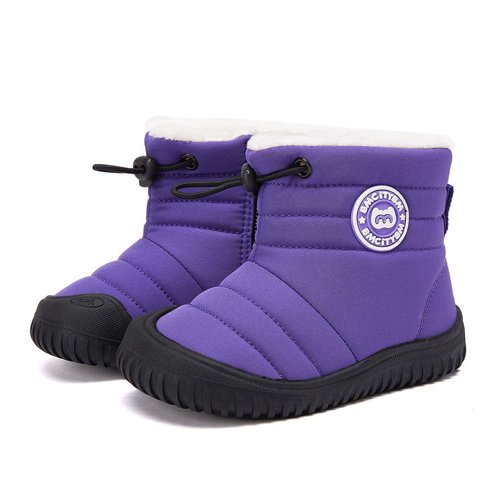BMCiTYBM Toddler Baby Snow Boots Winter Shoes Boys Girls Cold Weather Baby Faux Fur Shoes 3-3.5 Years Purple Size 9 Toddler