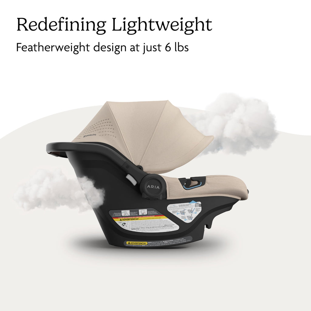 UPPAbaby Aria V2 Lightweight Infant Car Seat - Load Leg + Anti-Rebound Panel - Infant Insert + All-Weather FootCover Included - Direct Stroller Attachment - Declan (Oat Mélange)