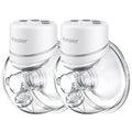 Wearable Breast Pump, Hands Free Breast Pump, Portable Electric Pump with LED Display, Ultra-Quiet and Pain Free- 4 Modes & 12 Levels, 24mm Flange, 2 Pack