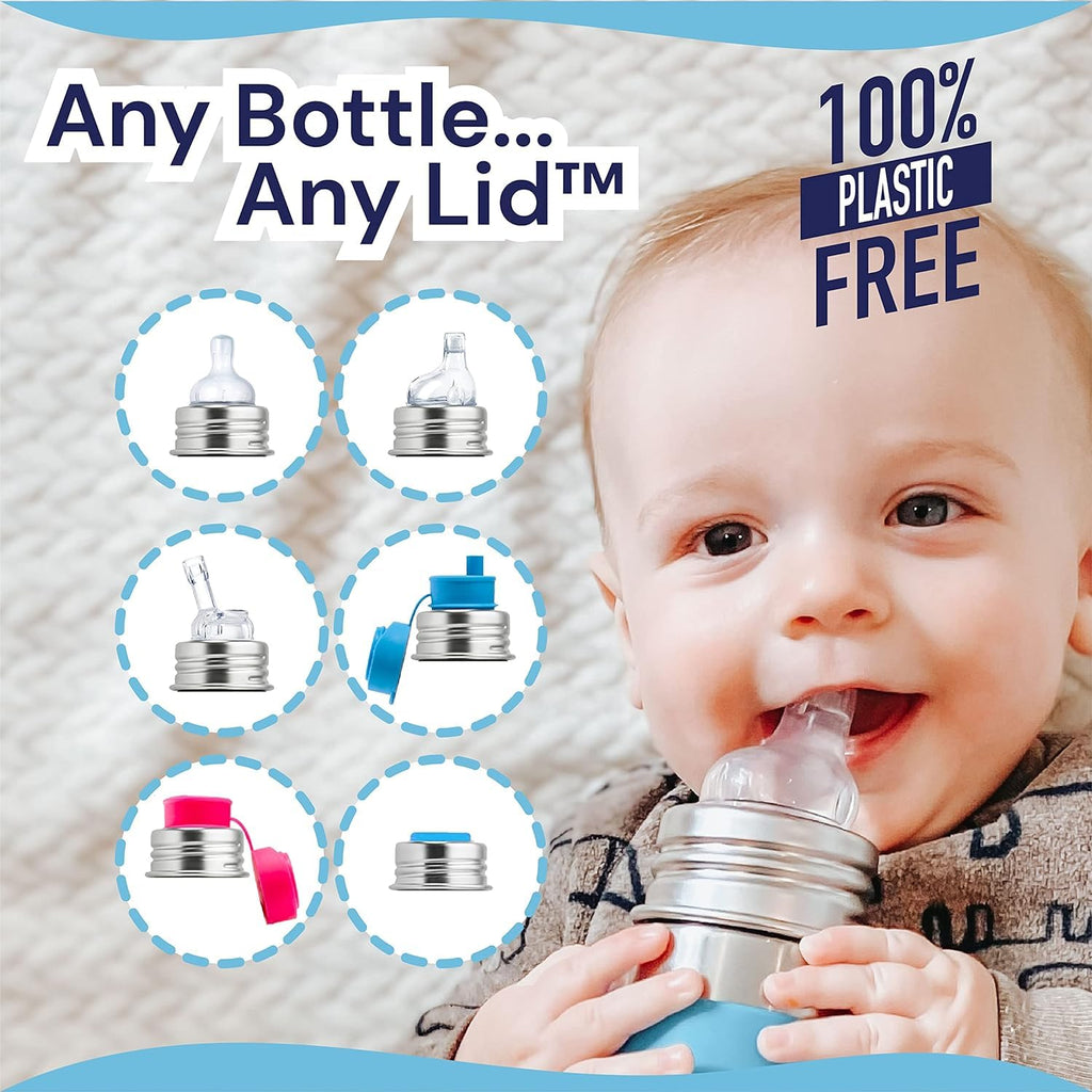 Pura Kid Sippy Bottle - 11oz Stainless Steel, Plastic-Free, MadeSafe, Fast Flow, Rose Sleeve