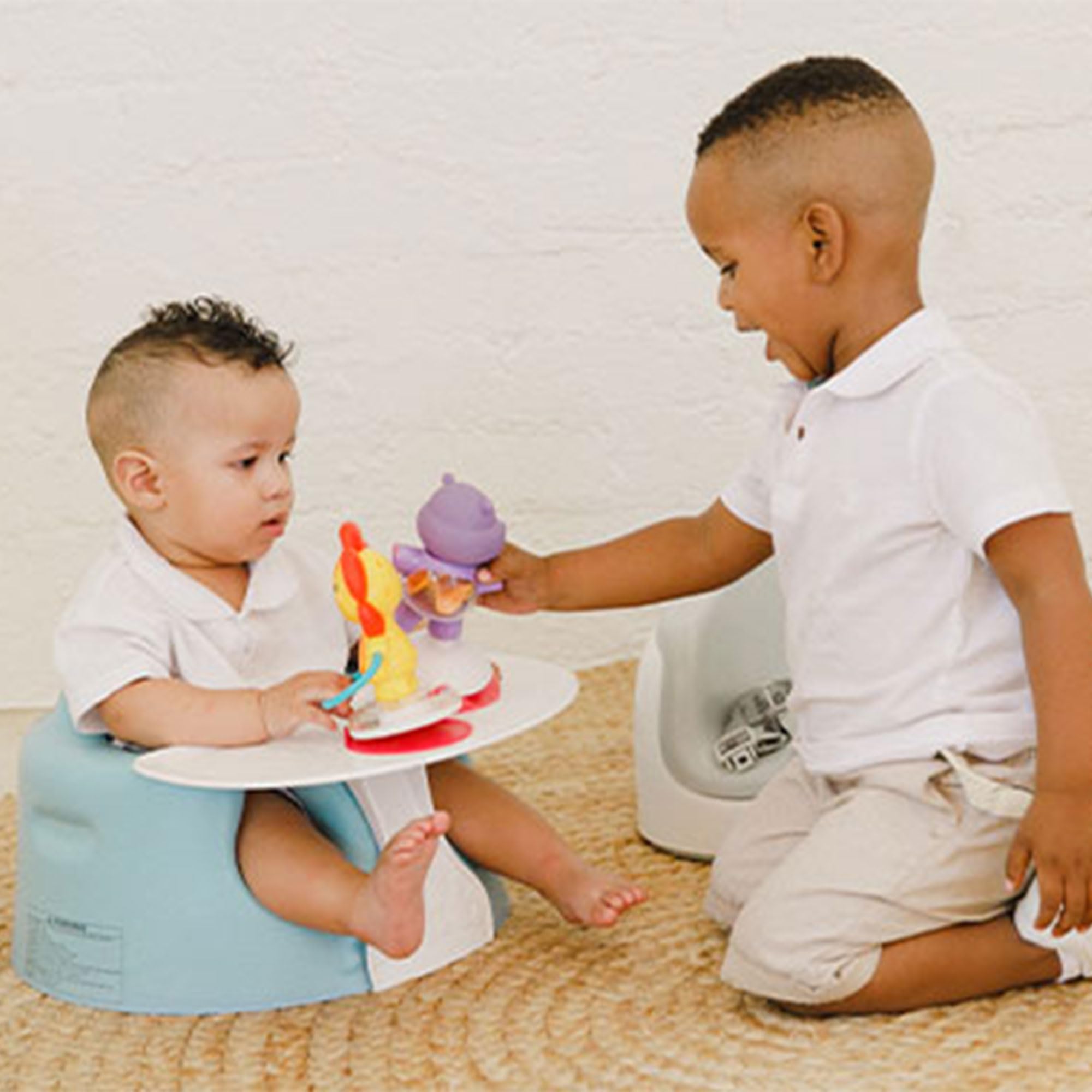 Bumbo Baby Floor Seat, Sit Up Activity & Eating Chair with Tray, Taupe
