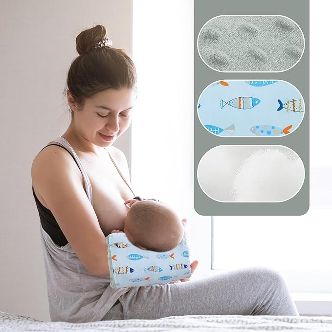 ROYALAY Arm Pillow for Feeding Baby, Soft Cotton Bottle Breast Feeding Pillows for Babies, Double-Sided Available Headrest for Newborn, Gray